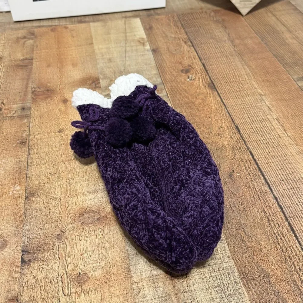 Muk Luks NWT Slipper Socks purple glitter